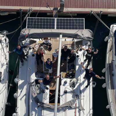 Blick runter vom Bootsmannstuhl.