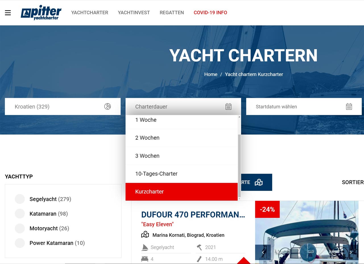 pitter yachting kurzcharter