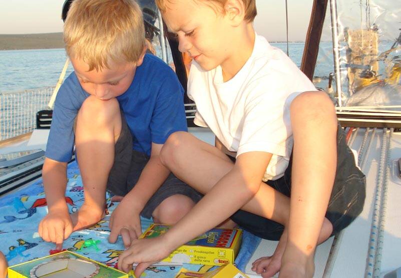 Playing on the boat