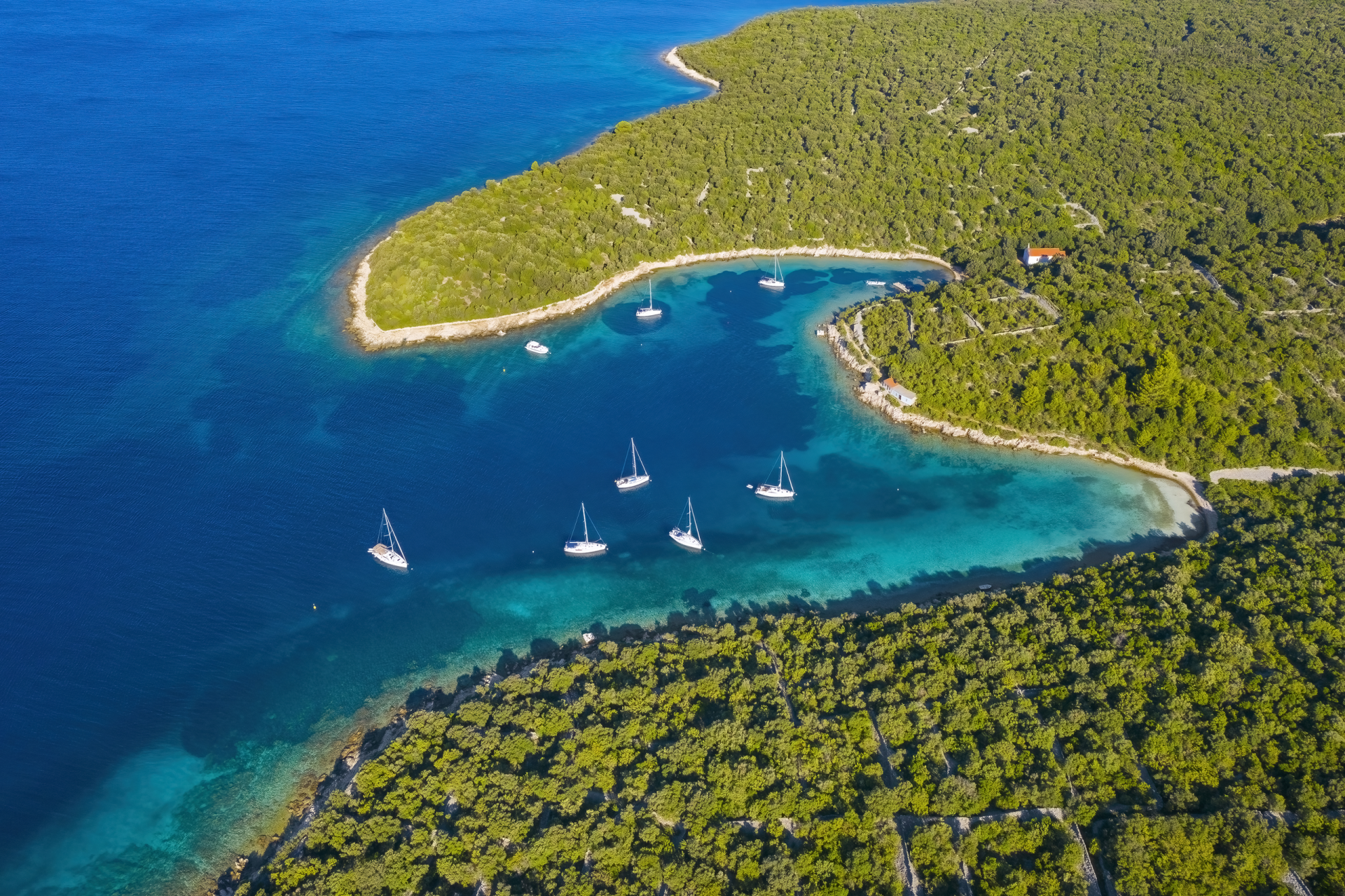 Aerial view of an island.